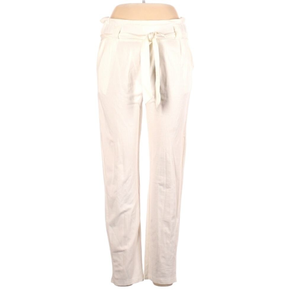 Reset by Jane High Rise Pants Size L Ivory Off White Color Tie Waist Stretch‎